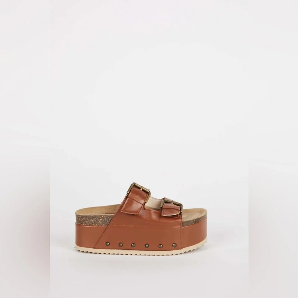 FREE PEOPLE INTENTIONALLY COOPER-2 LEATHER PLATFORM SANDAL - Picture 4 of 10